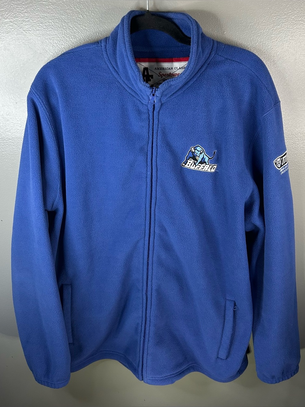 University at Buffalo UB Bulls Full Zip Fleece Blue Jacket Sweatshirt Size XL